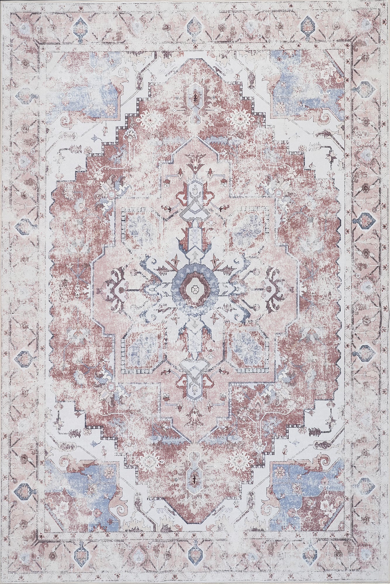 Cream Brown Rustic Oriental Modern Rug