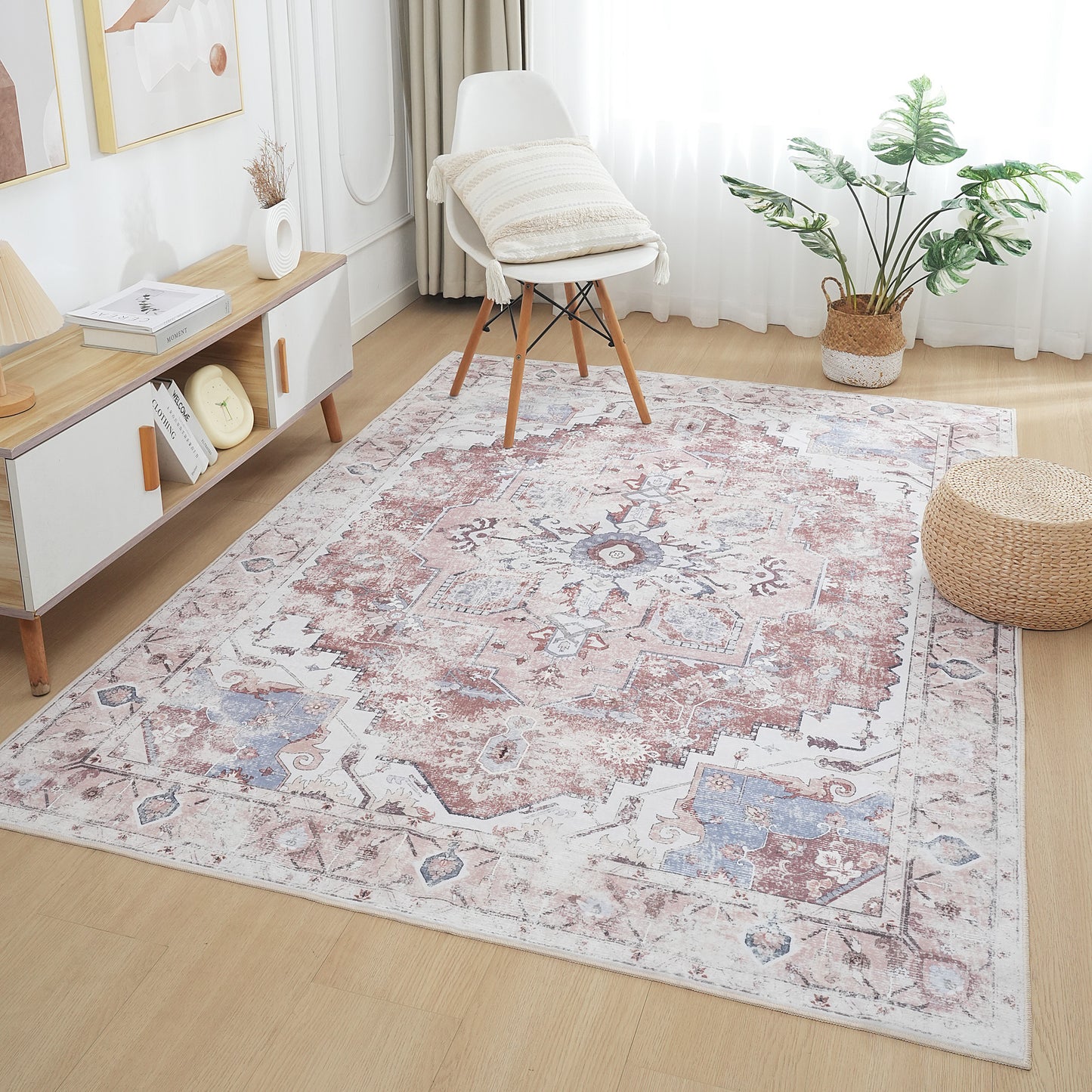 Cream Brown Rustic Oriental Modern Rug