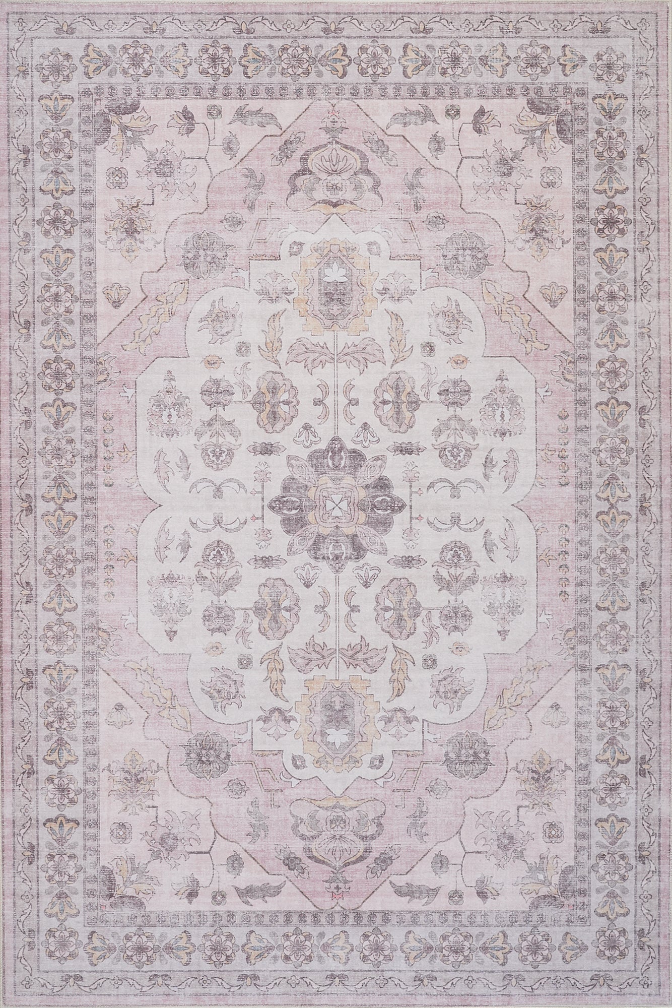 Brown Pink Vintage Oriental Rug
