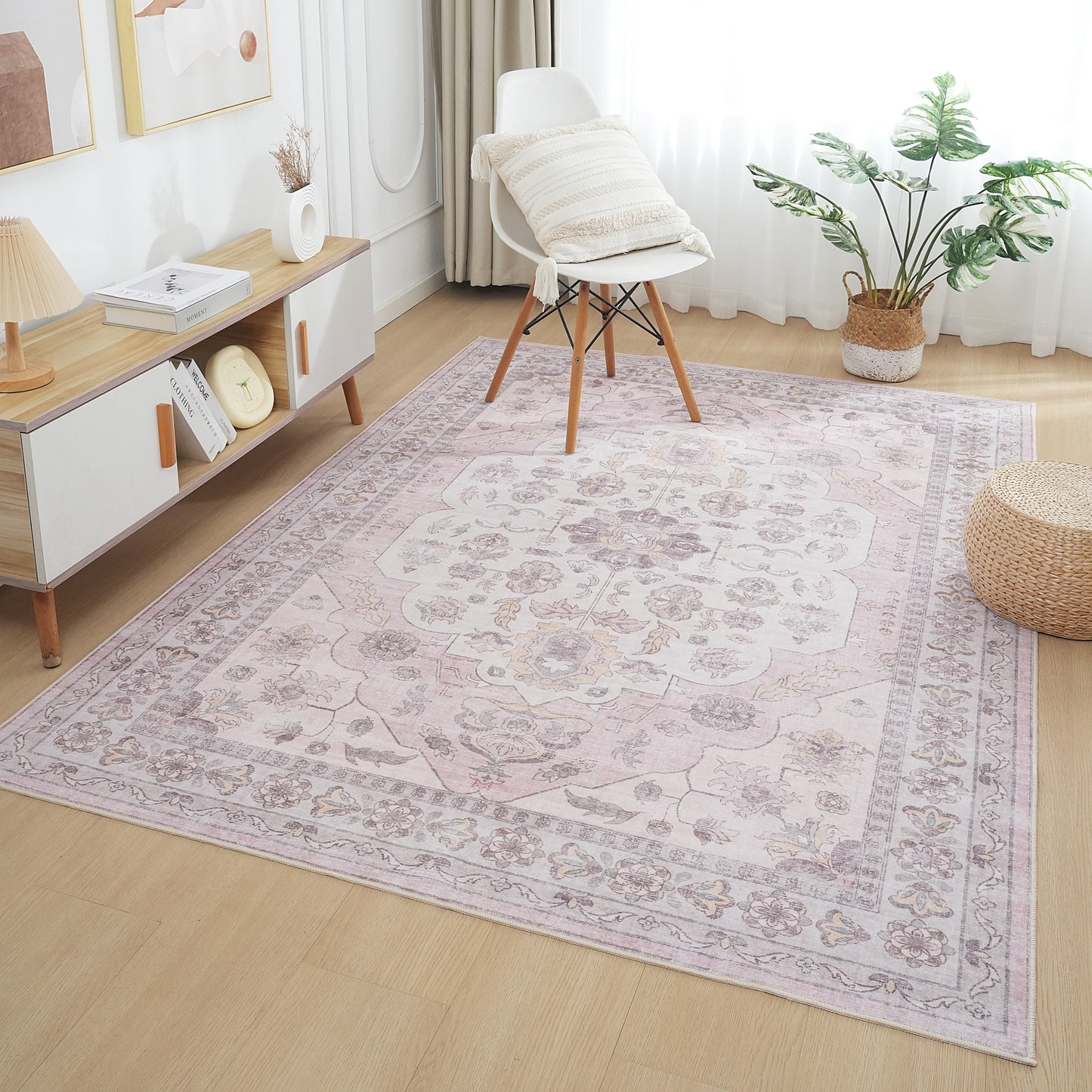 Brown Pink Vintage Oriental Rug