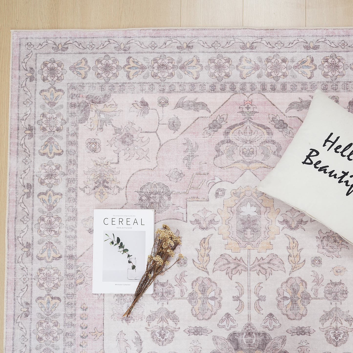 Brown Pink Vintage Oriental Rug