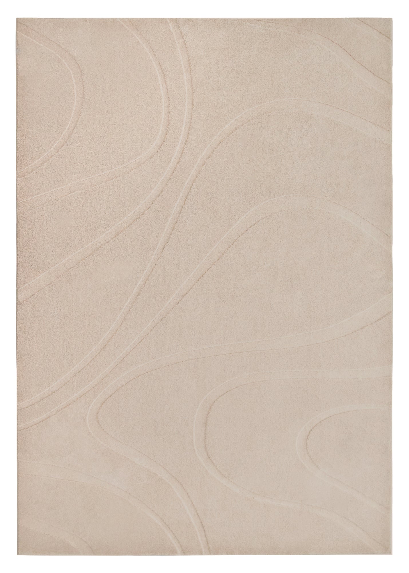 Beige Modern Wavy Abstract Shag Rug
