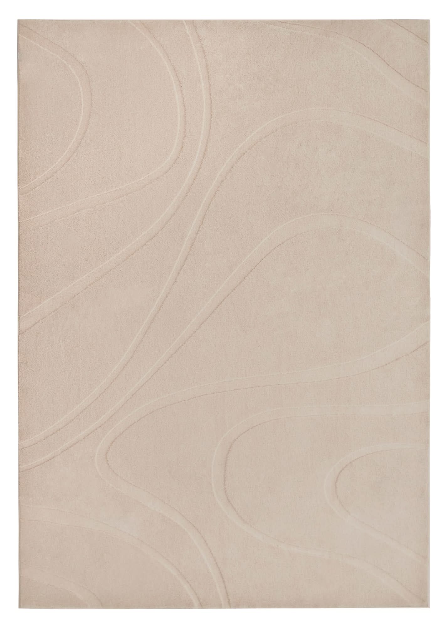Beige Modern Wavy Abstract Shag Rug - The Rug Market