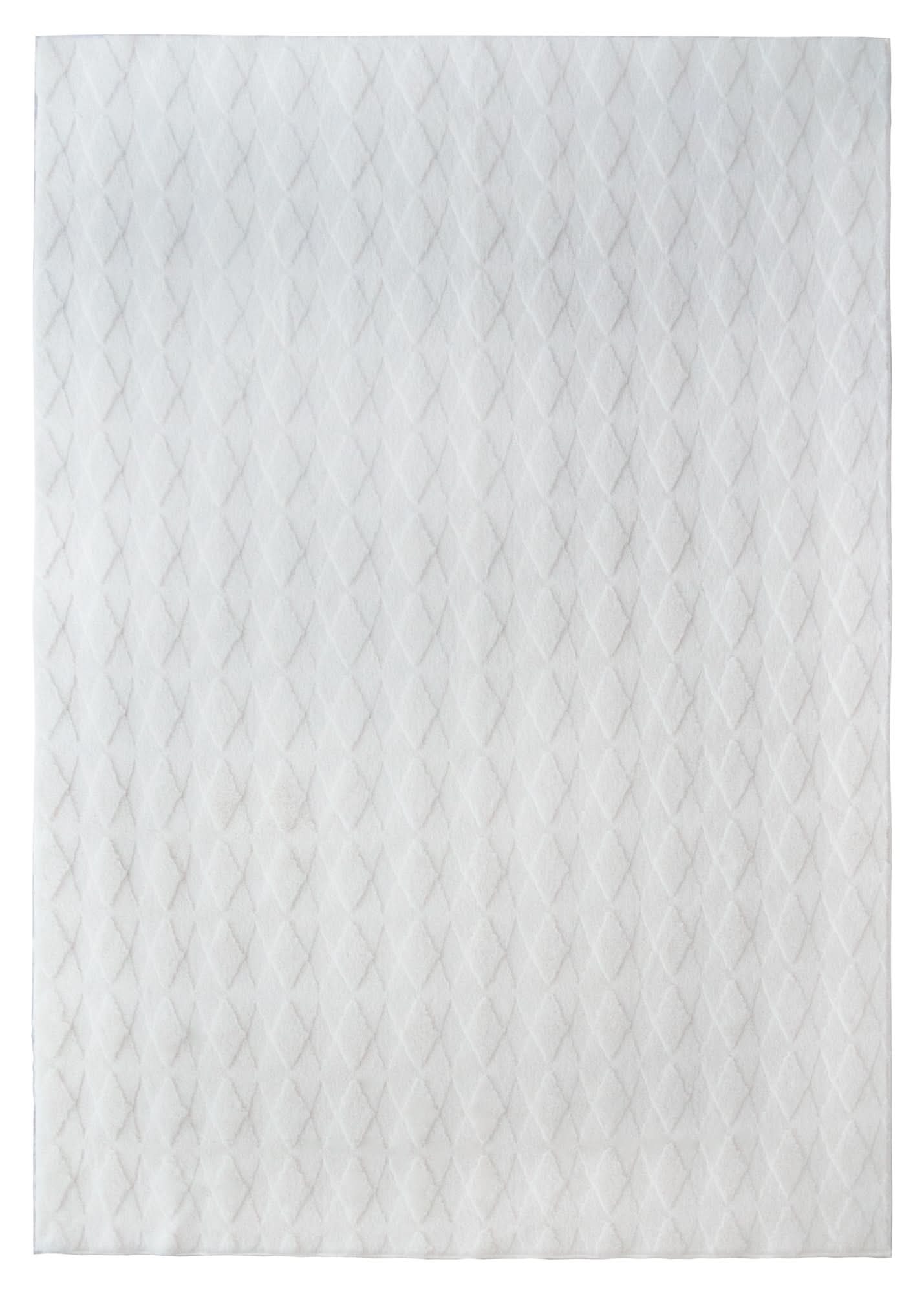 Cream Modern Diamond Geometric Shag Rug - The Rug Market