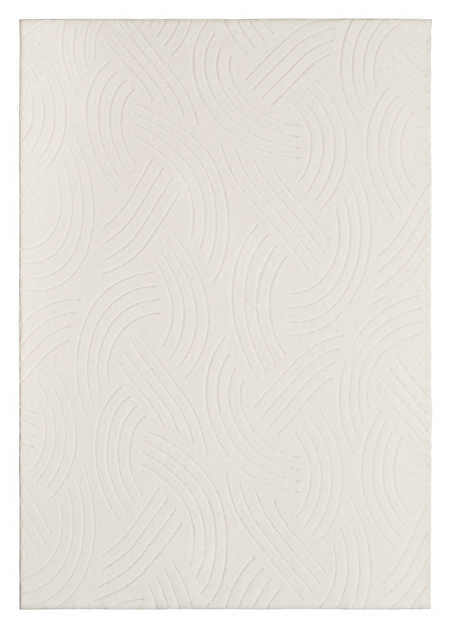 Cream Modern Crescent Abstract Shag Rug
