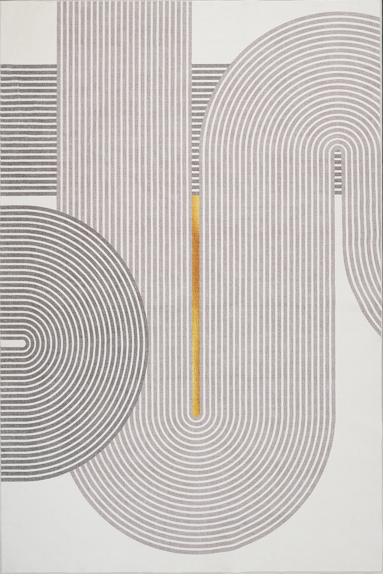 Brown Cream Modern Abstract Geometric Circles Rug