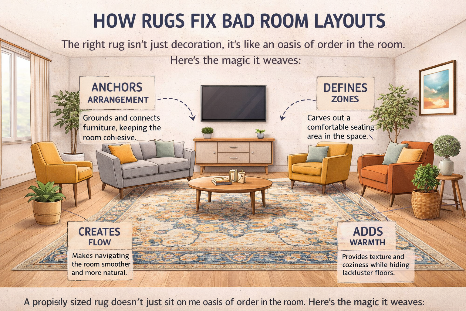 How Rugs Fix Bad Room Layouts