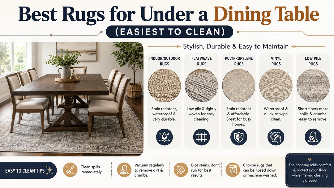 Best Rugs for Under a Dining Table (Easiest to Clean)