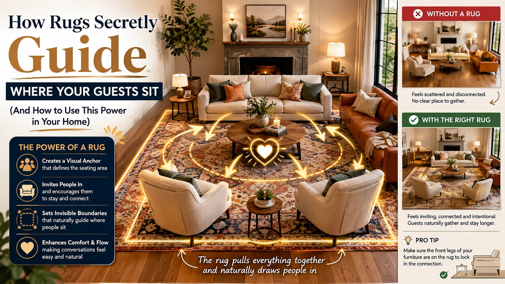 How Rugs Secretly Guide Where Your Guests Sit (And How to Use This Power in Your Home)