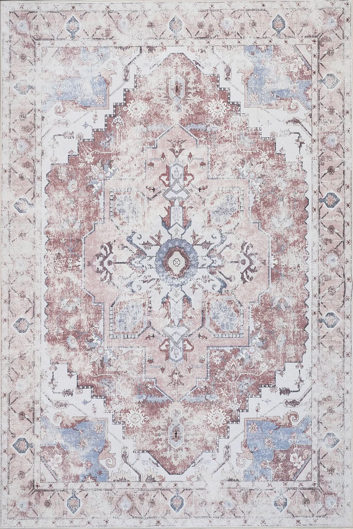Cream Brown Rustic Oriental Modern Rug - The Rug Market