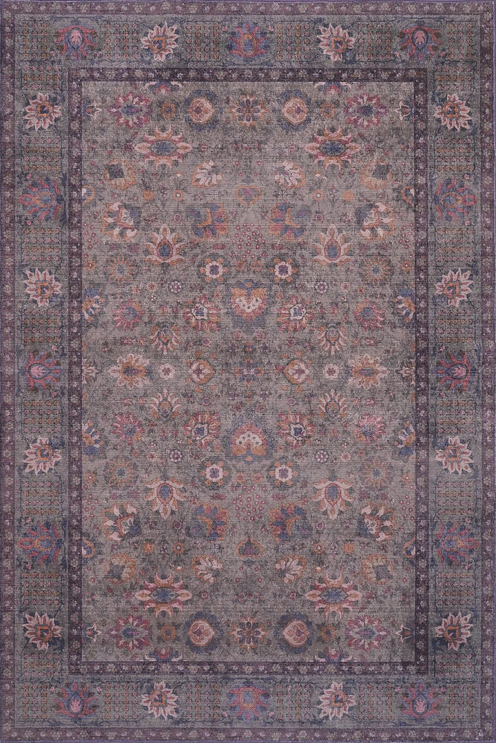 Green Red Abstract Oriental Floral Rug - The Rug Market