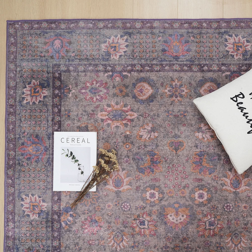 Green Red Abstract Oriental Floral Rug - The Rug Market