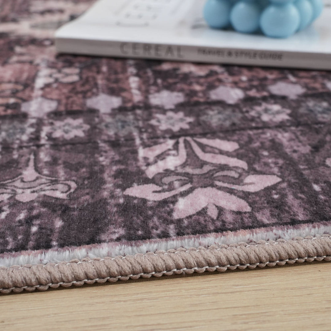 Green Brown Vintage Abstract Floral Rug - The Rug Market