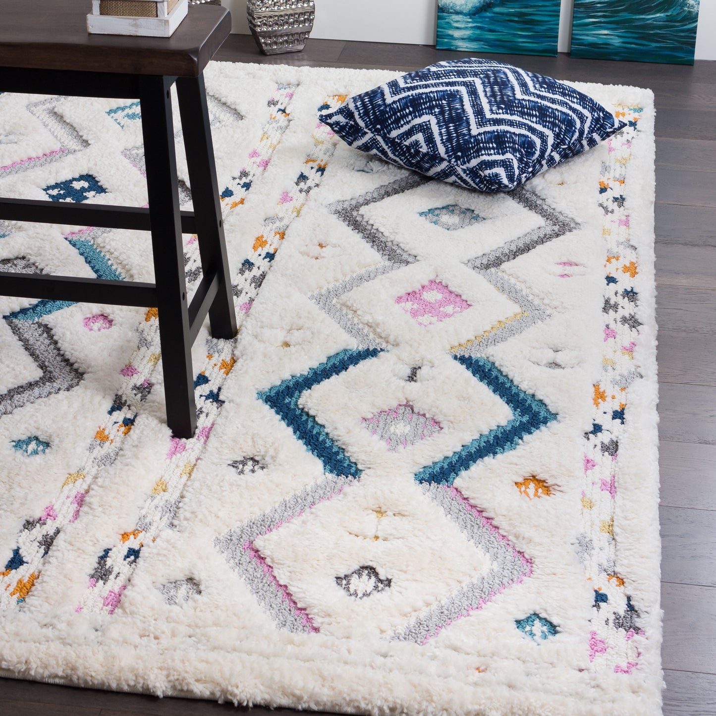 Super Soft Chevron Multicolour Shaggy Rug