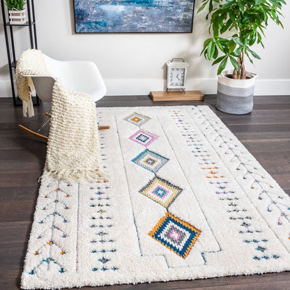 Super Soft Diamond Motif Shaggy Rug