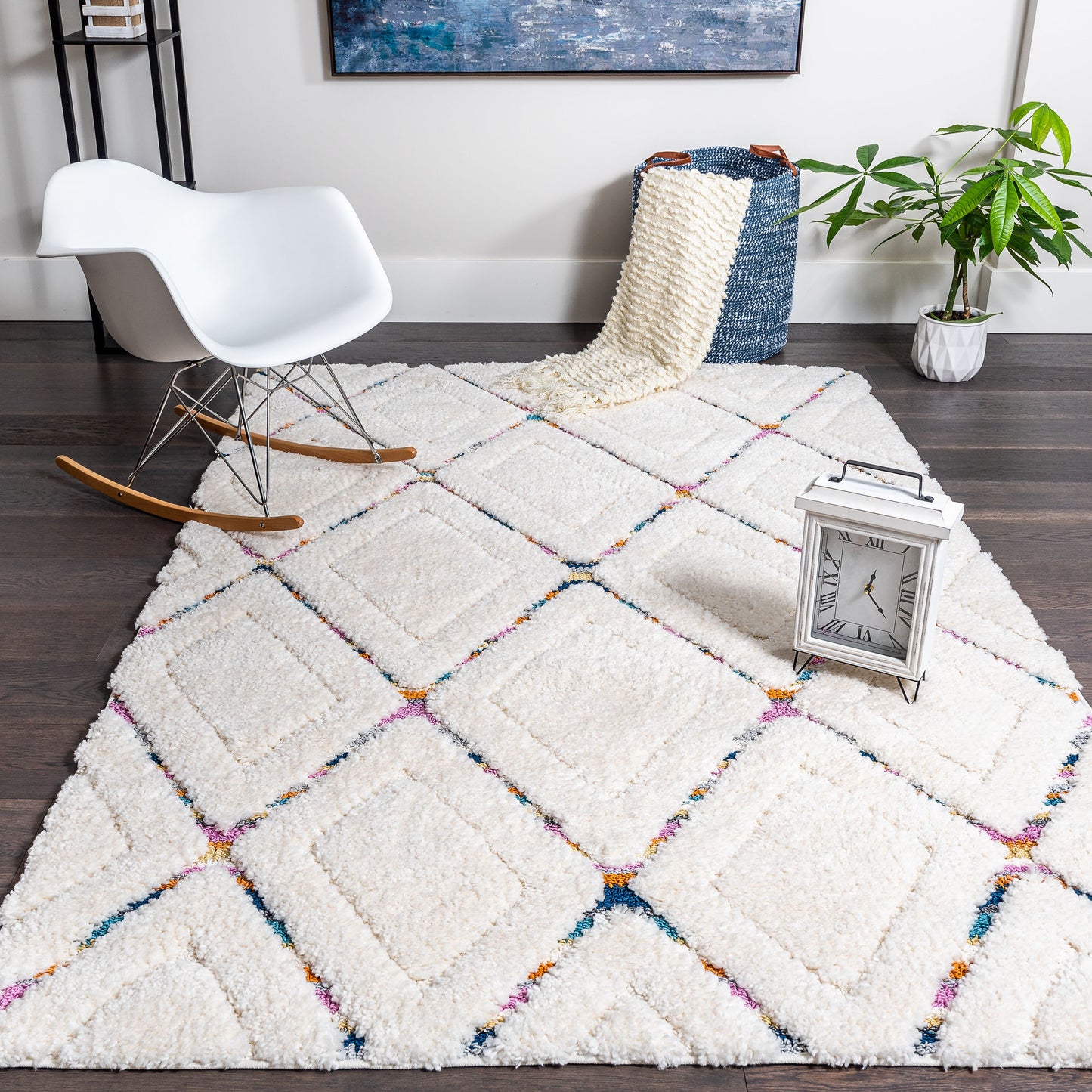 Super Soft Lattice Diamond Rug