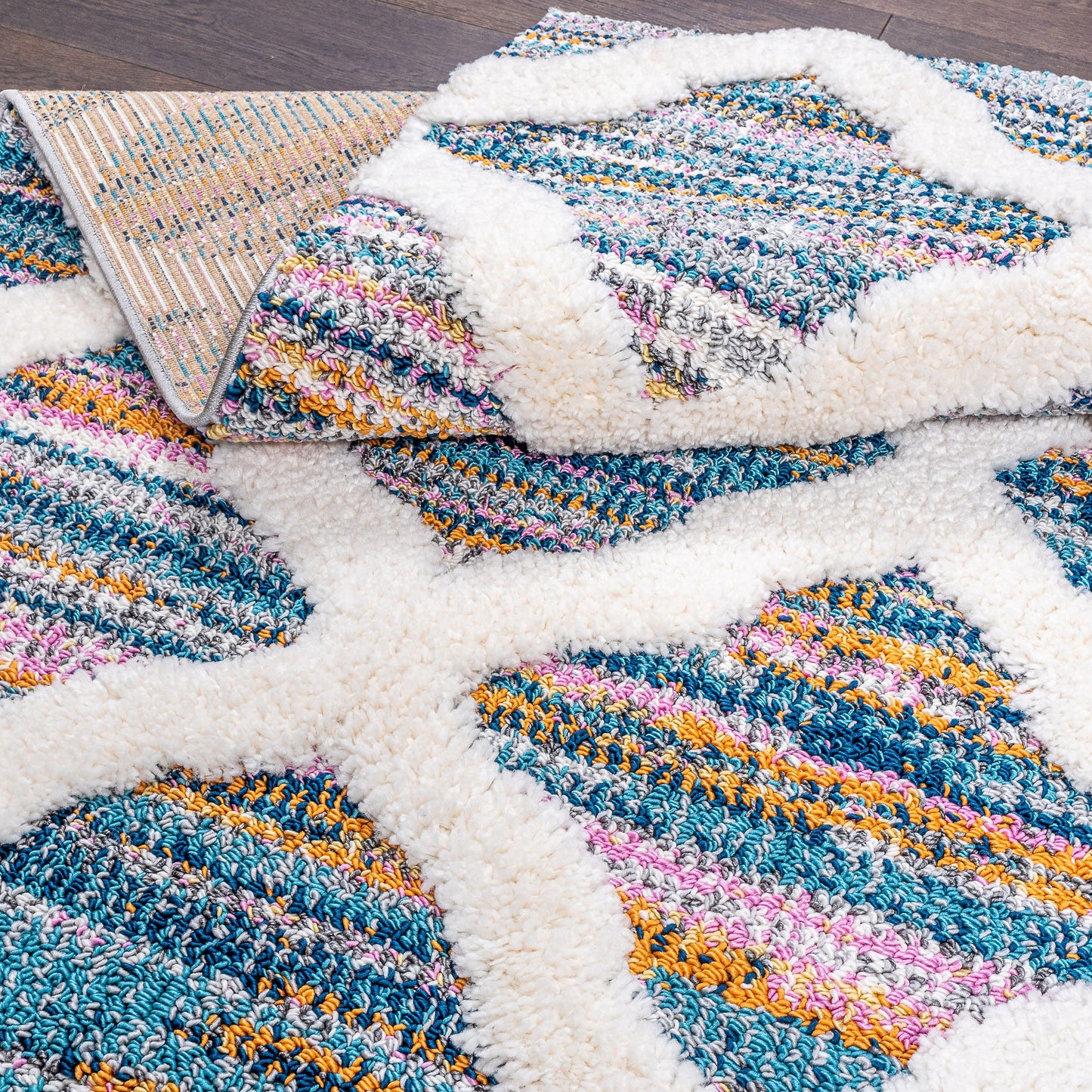 Super Soft Lattice Multicolour Shaggy Rug