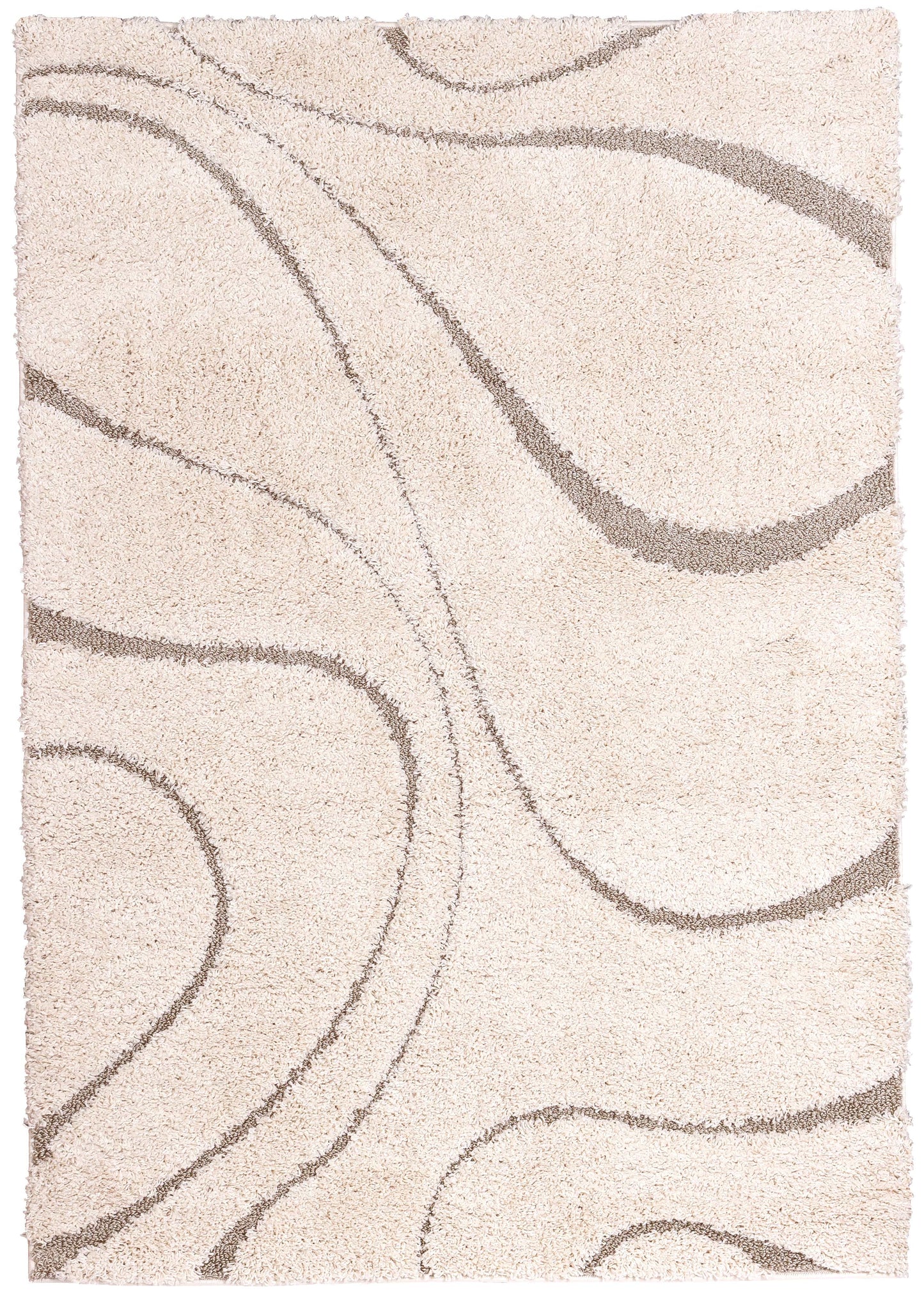 Soft and Plush Curvy Cream Shaggy Rug