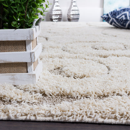 Soft and Plush Floral Curves Cream Shaggy Rug