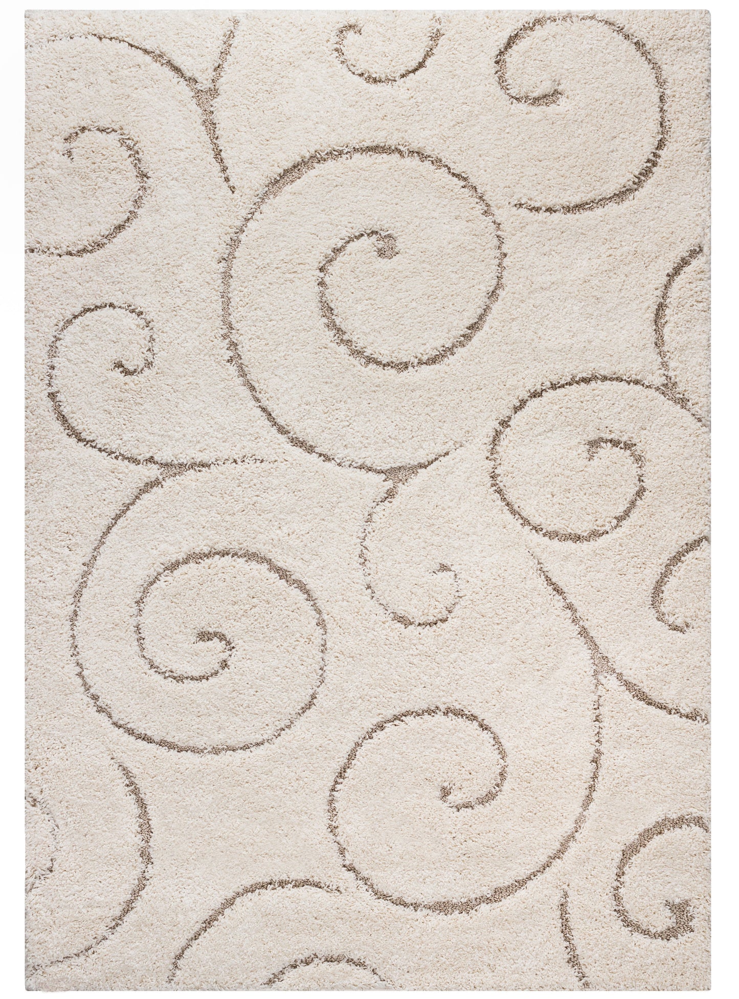 Soft and Plush Floral Cream Shaggy Rug