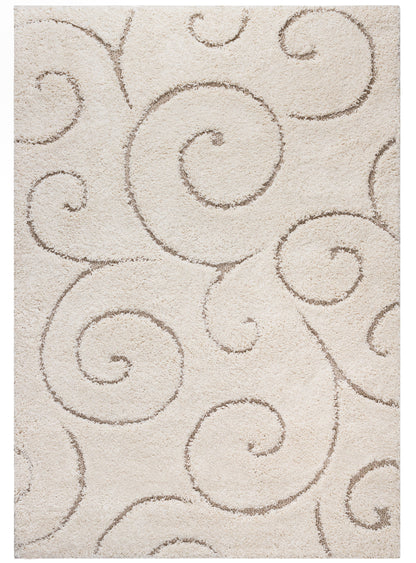 Soft and Plush Floral Cream Shaggy Rug