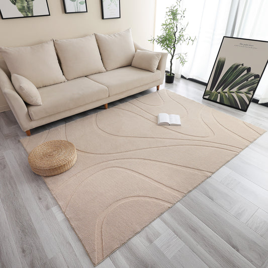 Beige Modern Wavy Abstract Shag Rug