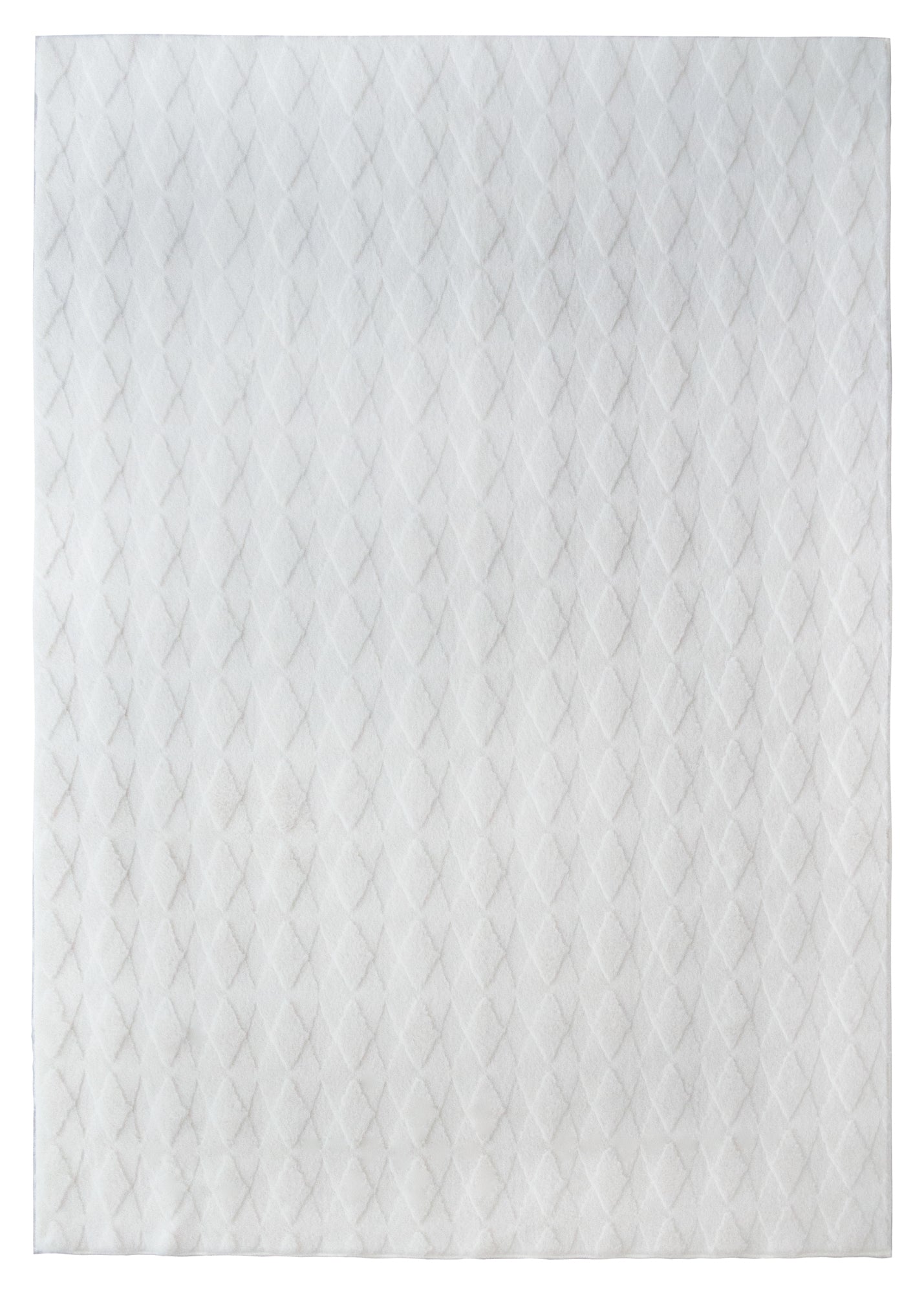 Cream Modern Diamond Geometric Shag Rug - The Rug Market
