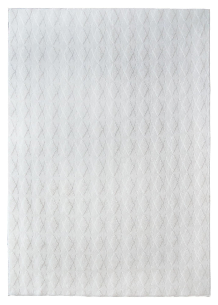 Cream Modern Diamond Geometric Shag Rug - The Rug Market