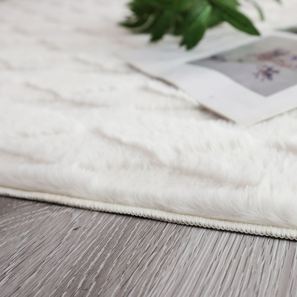 Cream Modern Diamond Geometric Shag Rug - The Rug Market