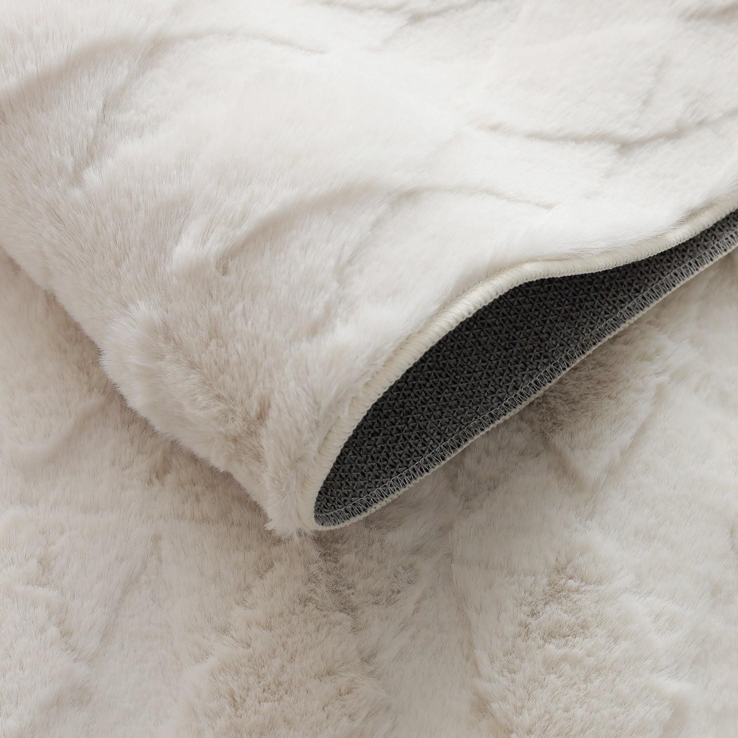 Cream Modern Diamond Geometric Shag Rug - The Rug Market