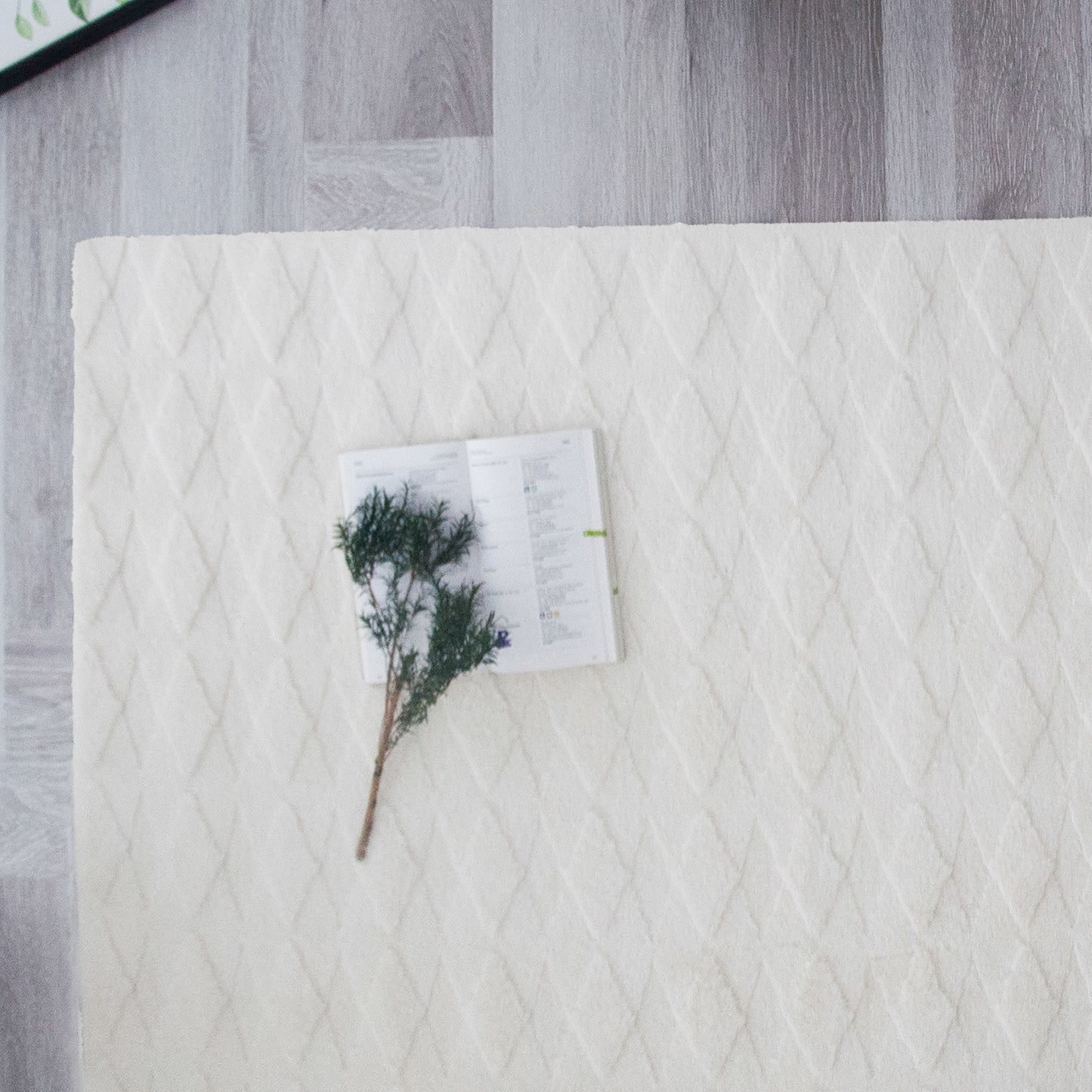 Cream Modern Diamond Geometric Shag Rug - The Rug Market