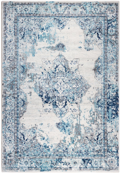 Blue Vintage Traditional Diamond Area Rug