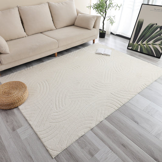 Cream Modern Crescent Abstract Shag Rug