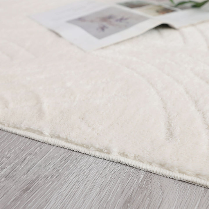 Cream Modern Crescent Abstract Shag Rug - The Rug Market