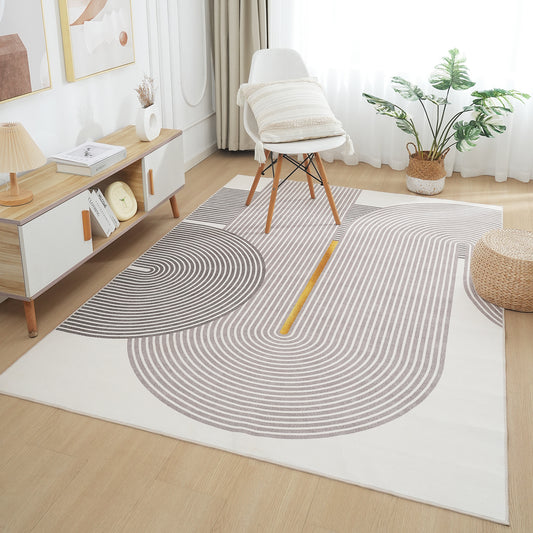 Brown Cream Modern Abstract Geometric Circles Rug