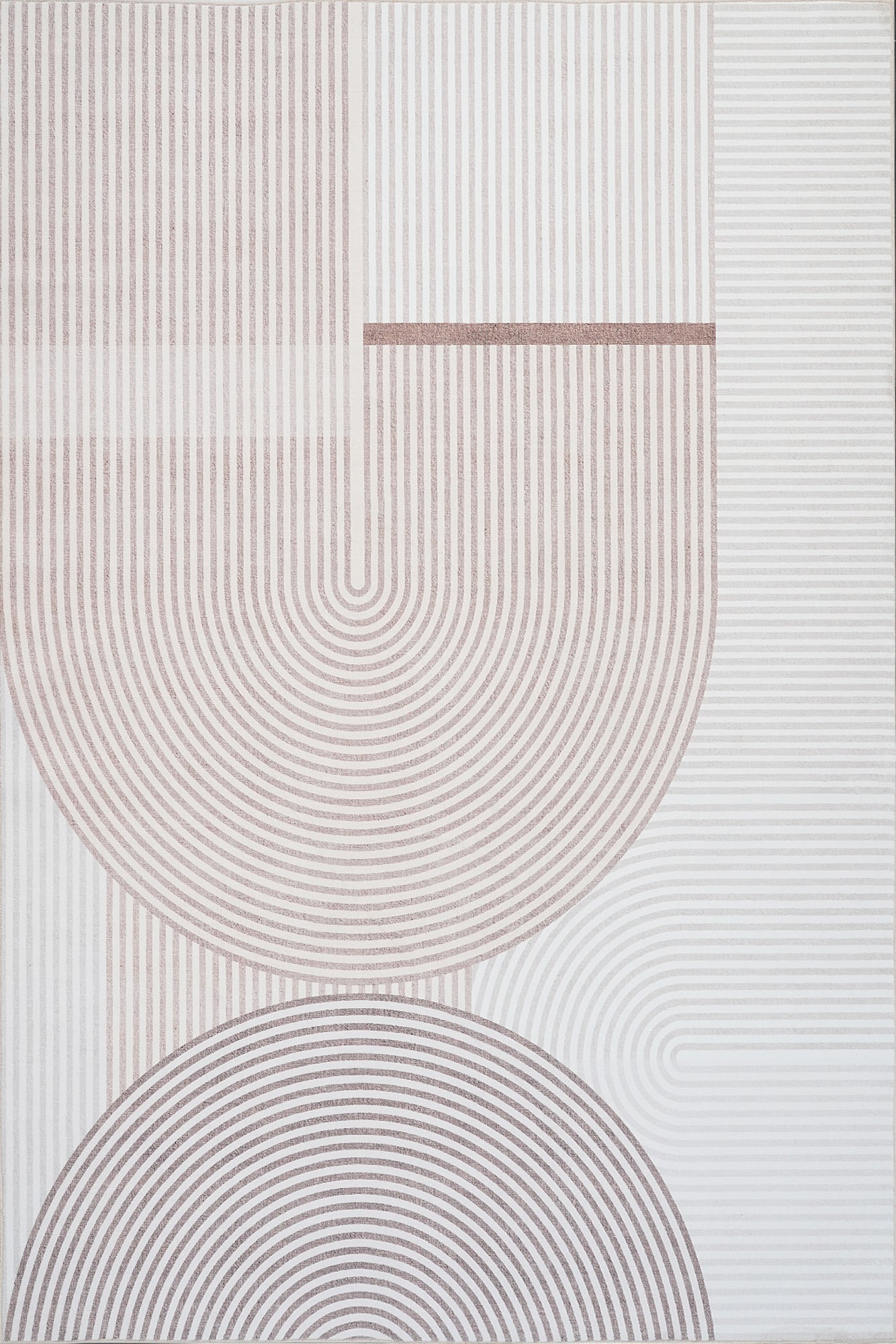 Cream Brown Modern Abstract Geometric Circles Rug