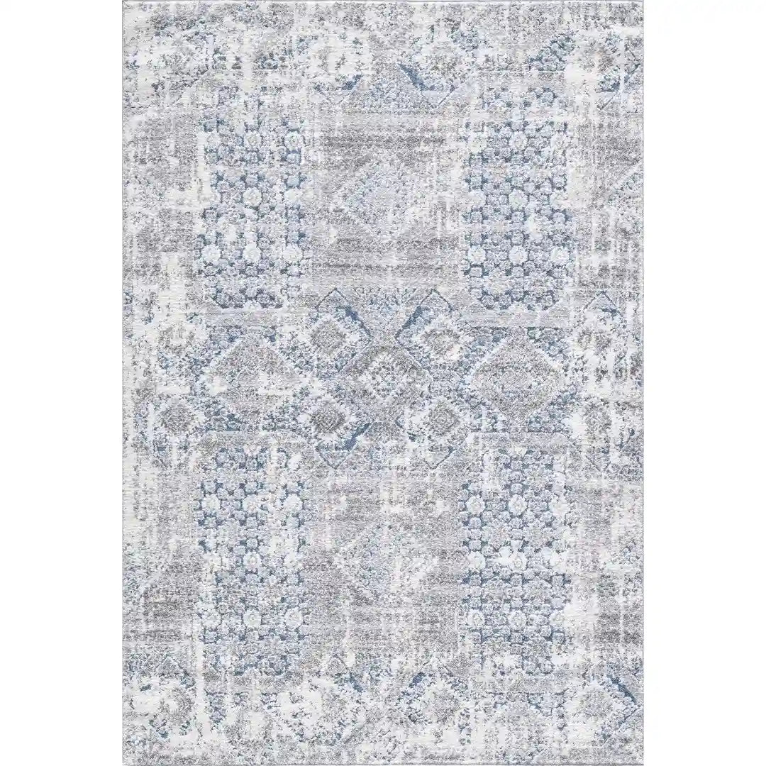Off-White Blue Modern Abstract Rug
