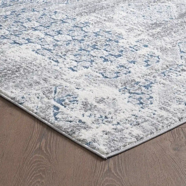 Off-White Blue Modern Abstract Rug