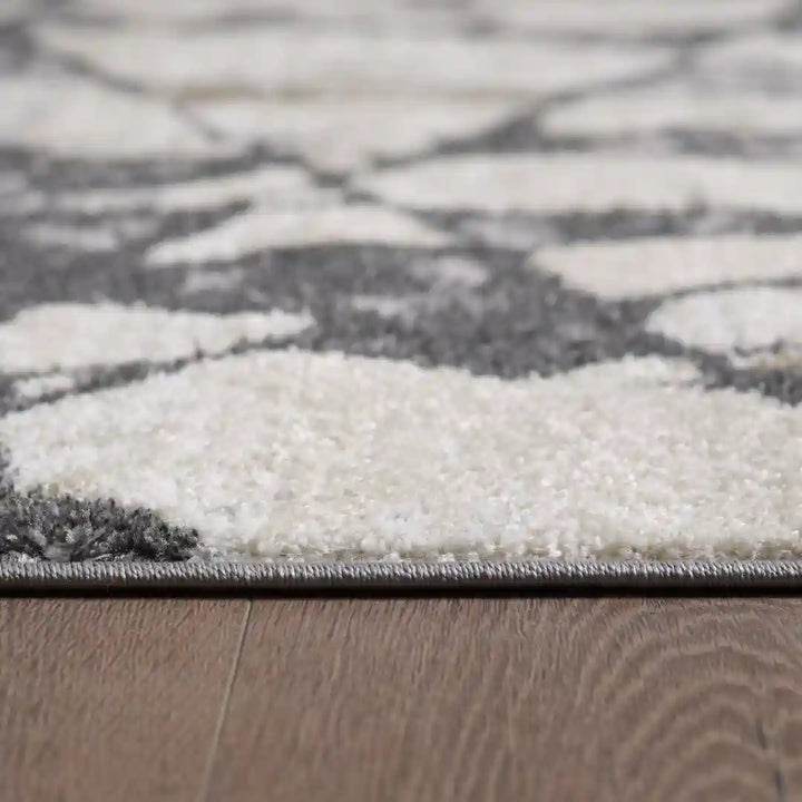 Off-White Grey Modern Geometric Abstract Rug
