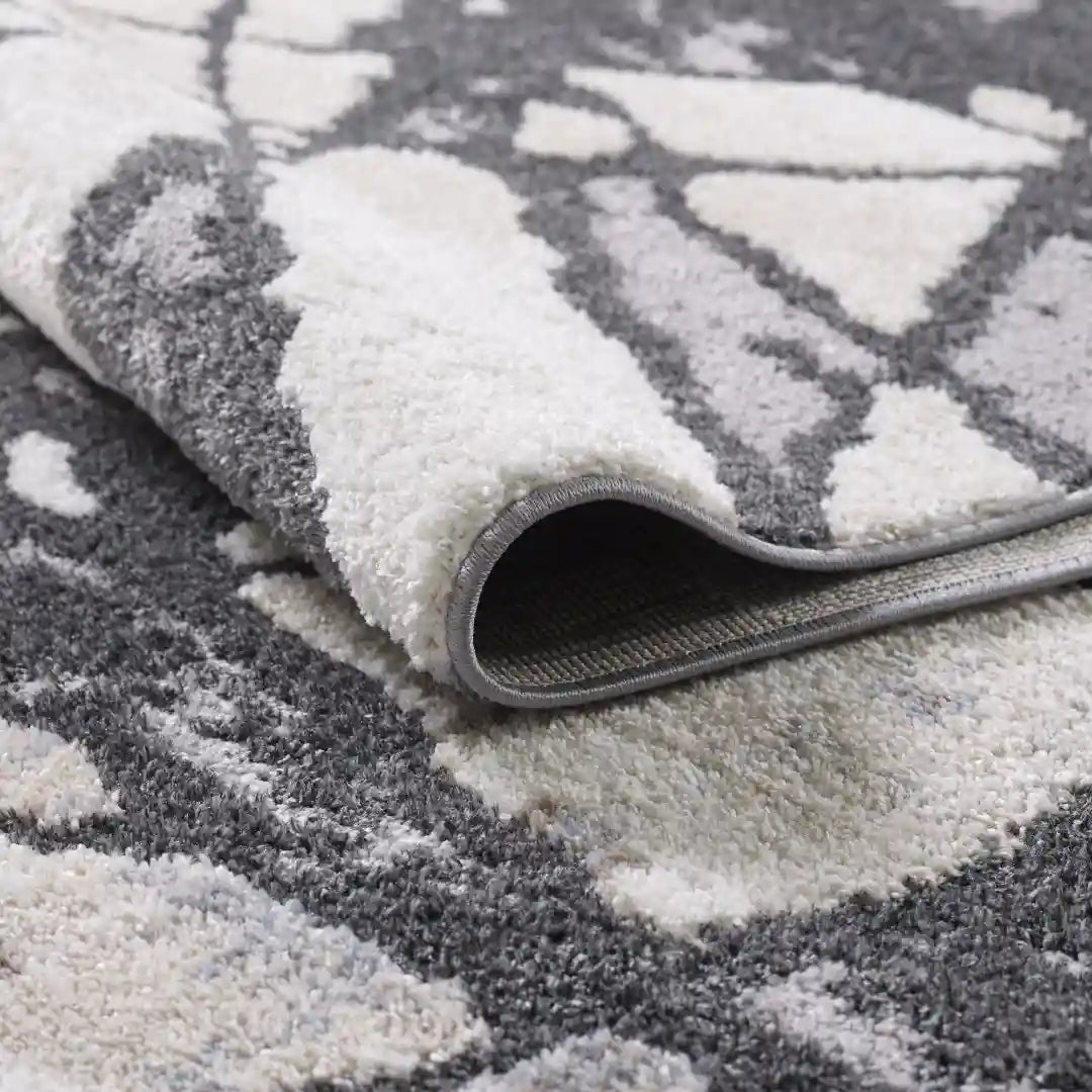 Off-White Grey Modern Geometric Abstract Rug