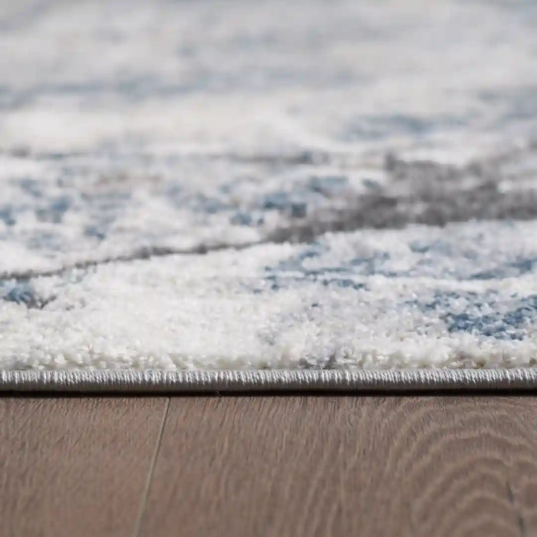 Blue Grey Modern Abstract Marble Rug