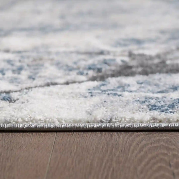 Blue Grey Modern Abstract Marble Rug