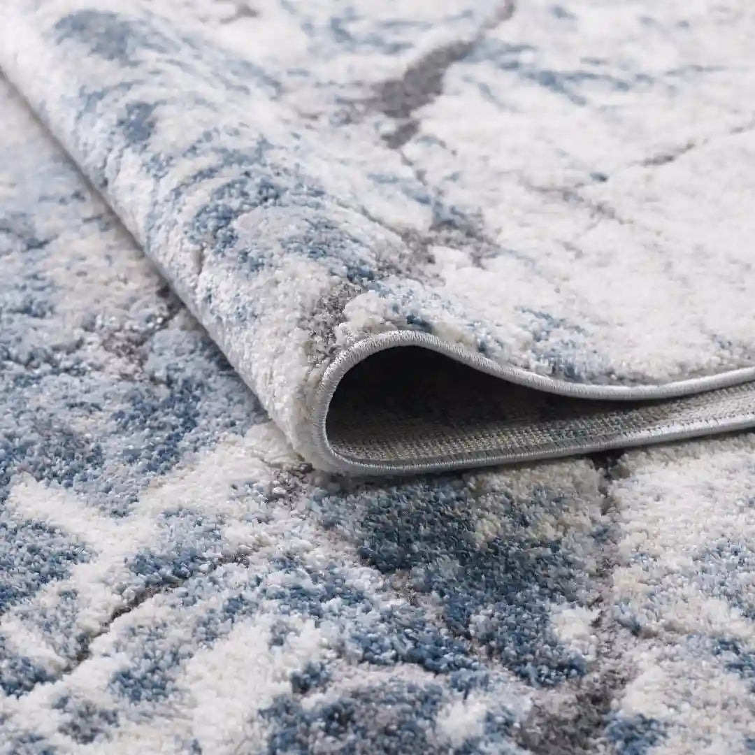 Blue Grey Modern Abstract Marble Rug