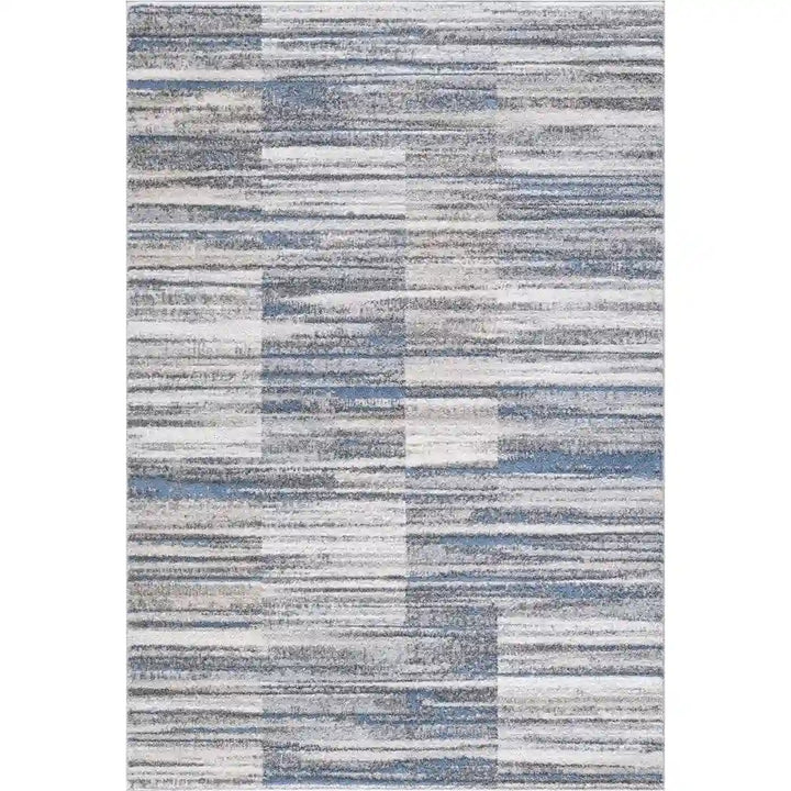 Blue Grey Modern Ombre Geometric Abstract Rug