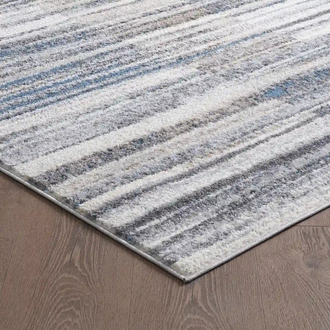 Blue Grey Modern Ombre Geometric Abstract Rug