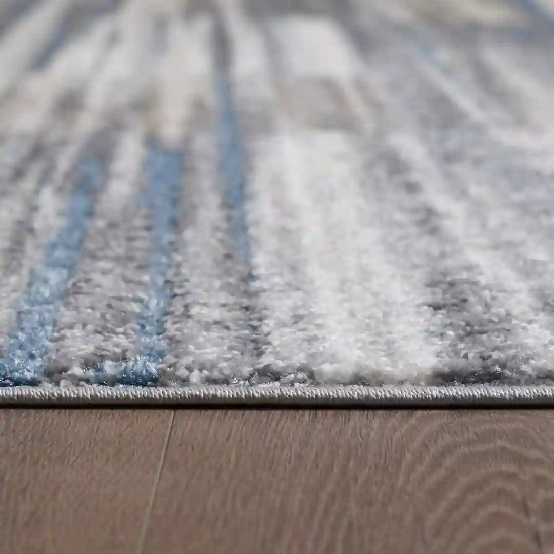 Blue Grey Modern Ombre Geometric Abstract Rug