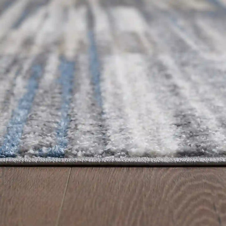 Blue Grey Modern Ombre Geometric Abstract Rug