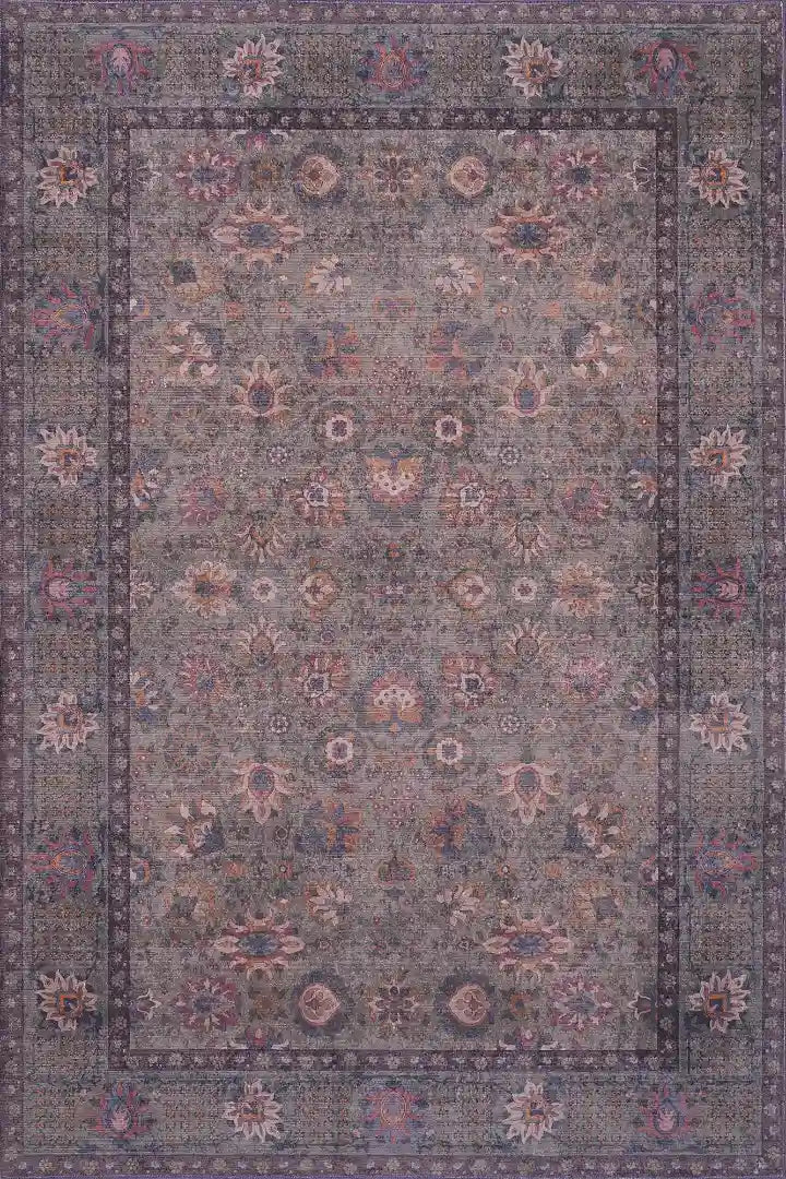 Green Red Abstract Oriental Floral Rug
