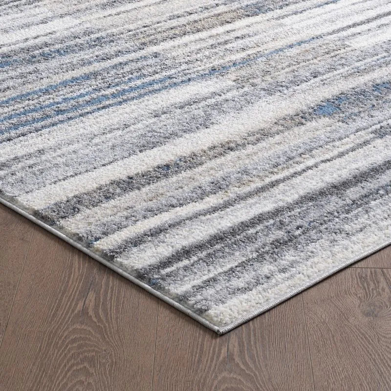 Blue Grey Modern Ombre Geometric Abstract Rug