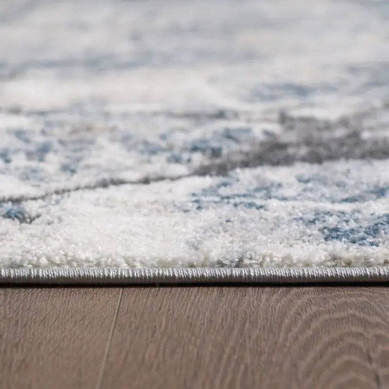 Blue Grey Modern Abstract Marble Rug